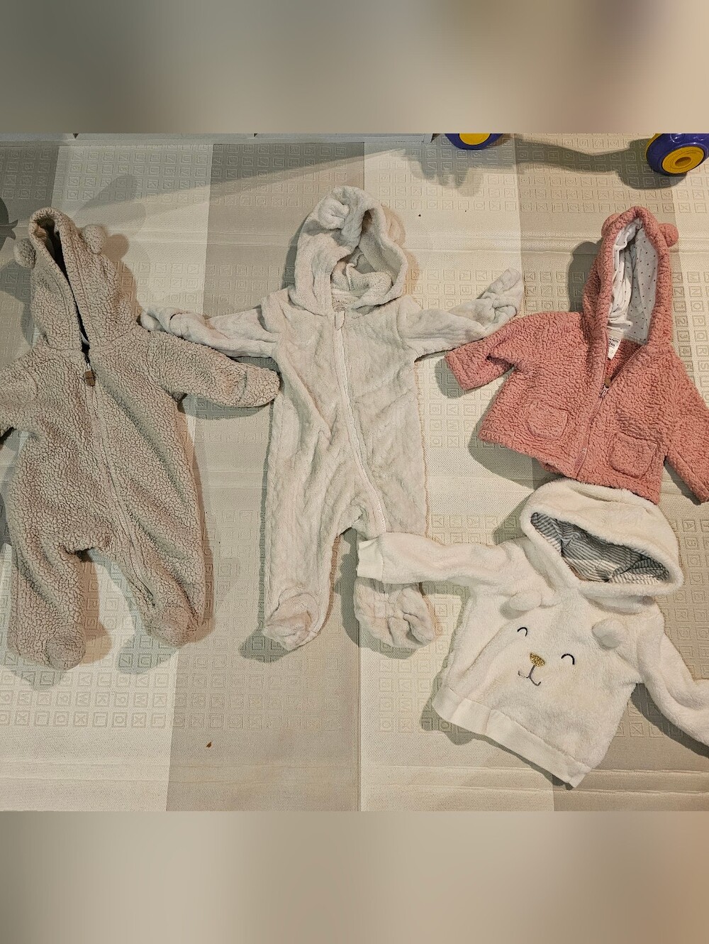 Soft Plush Baby One-Piece with Hood - Light Cream